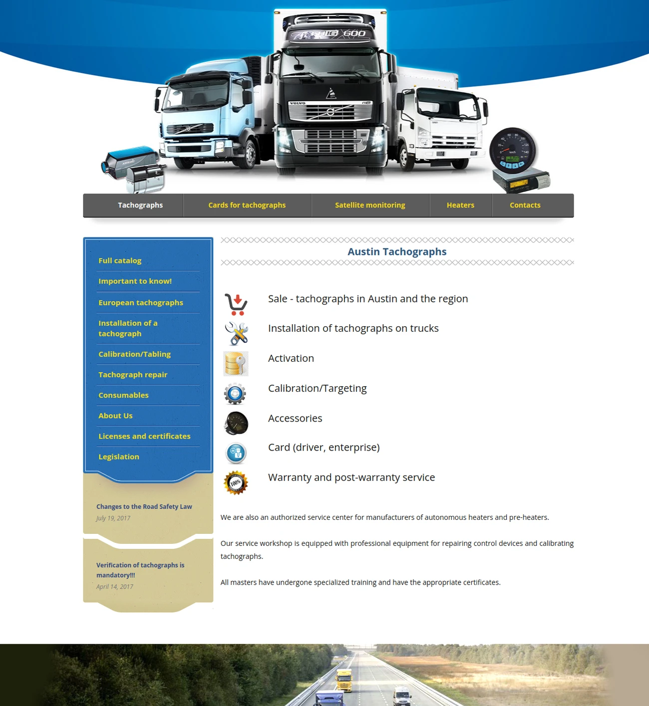 Creation of a website for Tachographs