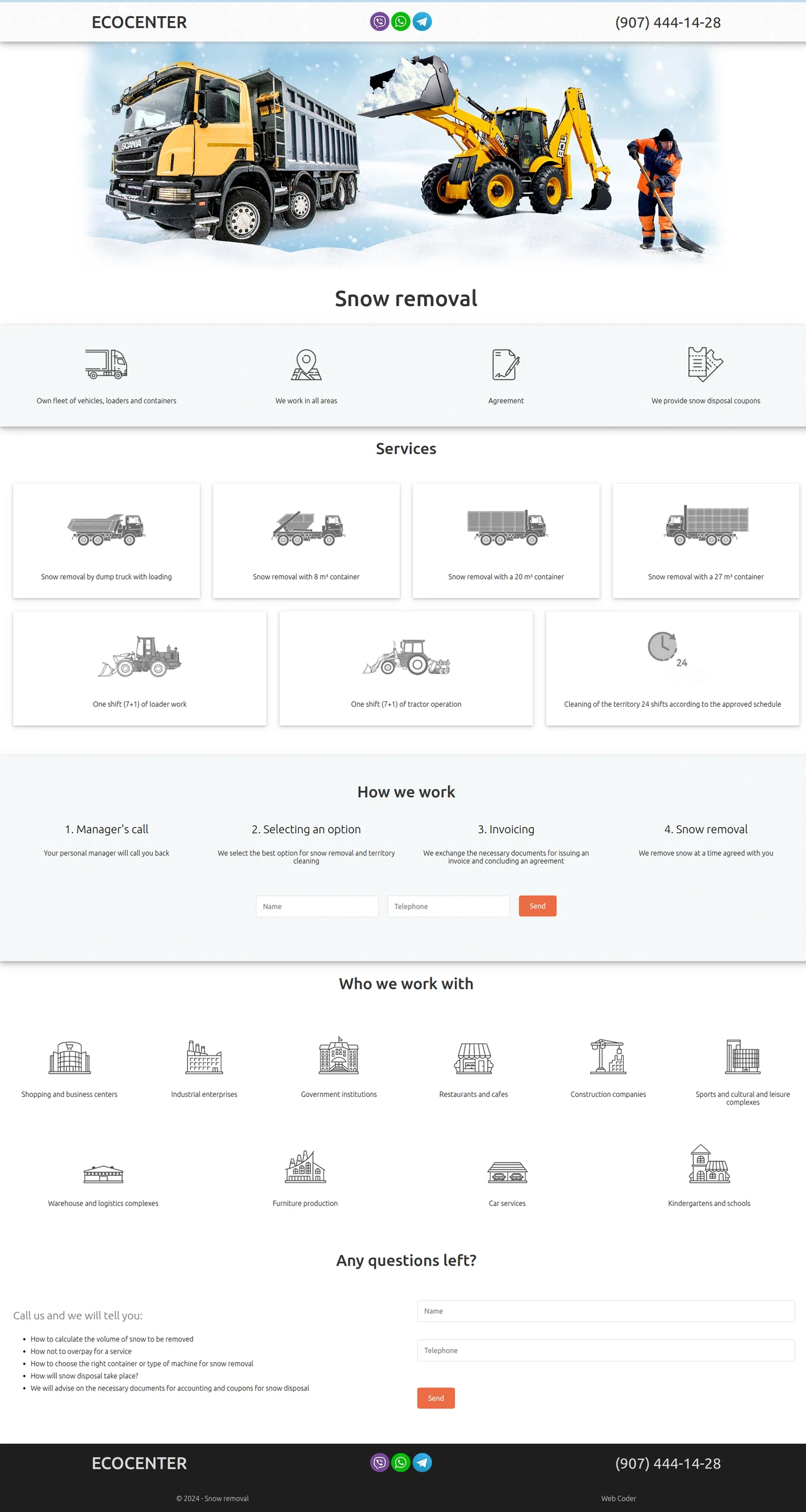 Creation of a website for snow removal services