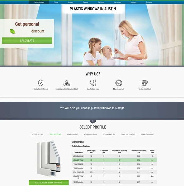 Creation of websites for a window company