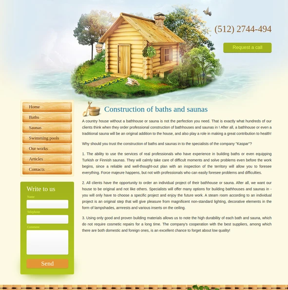 Website Design and Development for Kaspar Bath and Sauna Construction