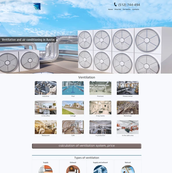 Creating a website for ventilation and air conditioning